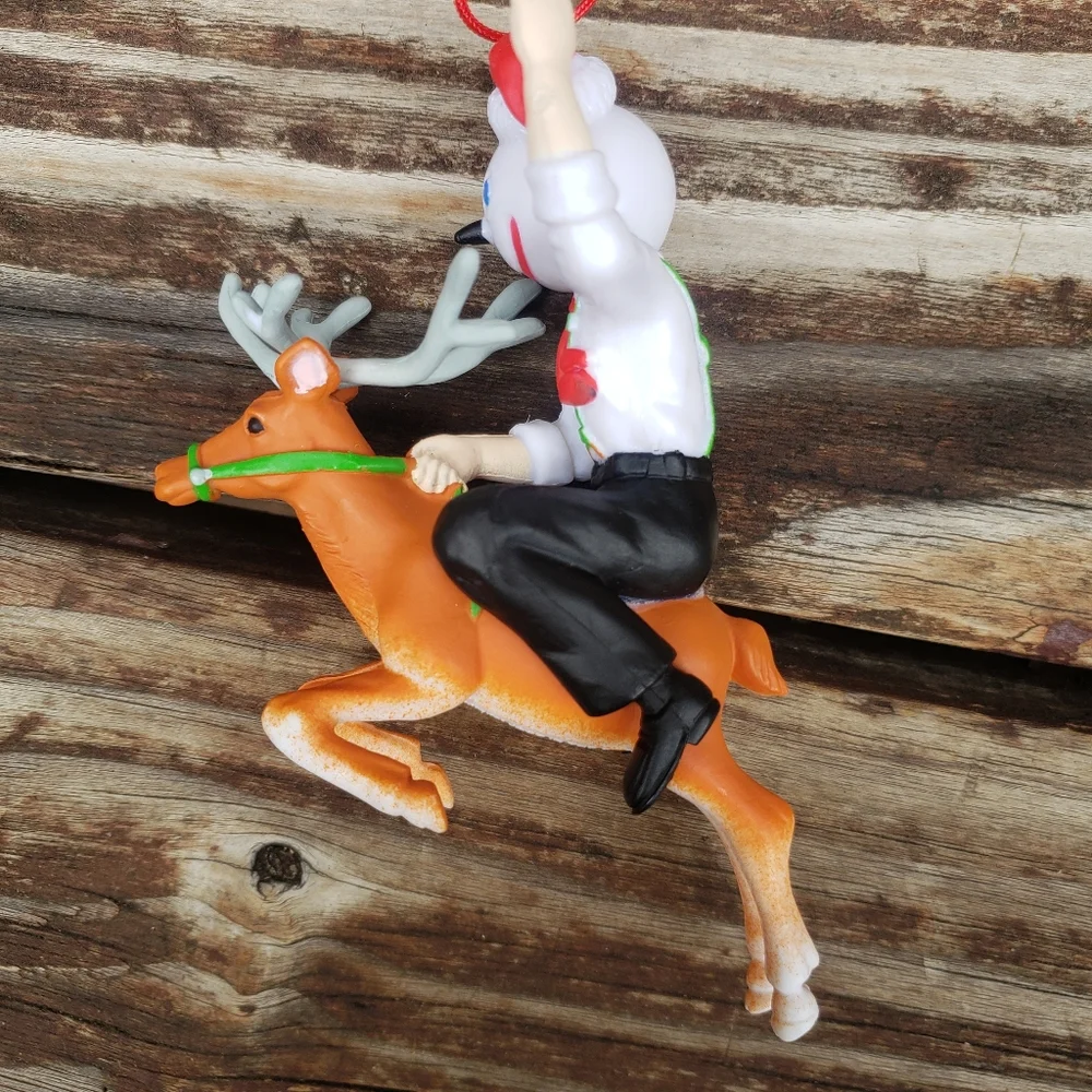 (3) Jack In The Box Ornaments- Jack In The Box Riding A Reindeer